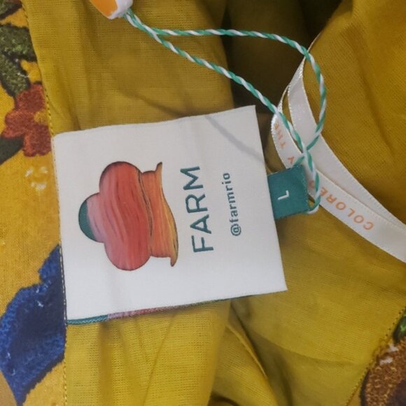 FARM Rio Tropical Tapestry Ruffle Miniskirt in Yellow SZ L NWT - Picture 8 of 8